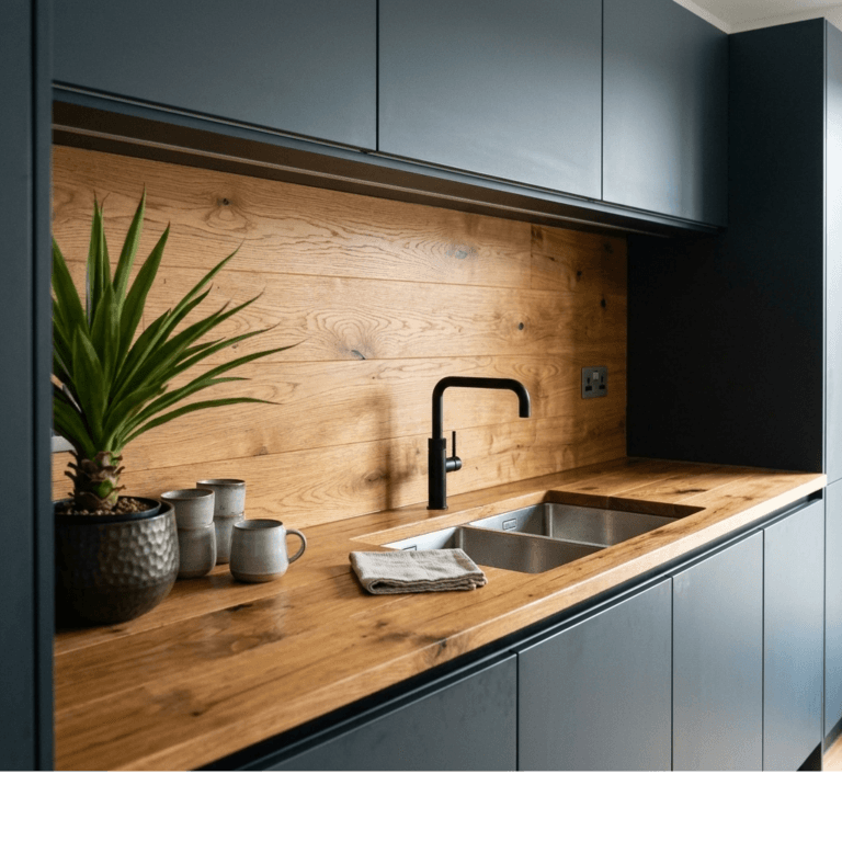 Plan de travail en bois massif - cuisine moderne
